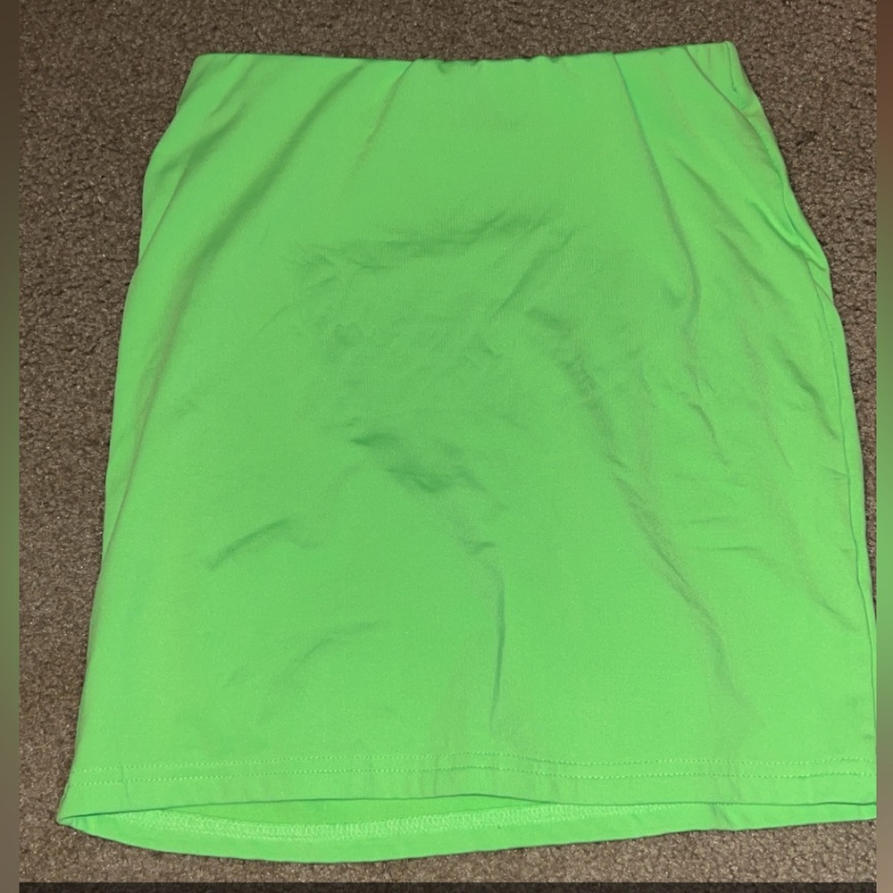 Neon green mini skirt